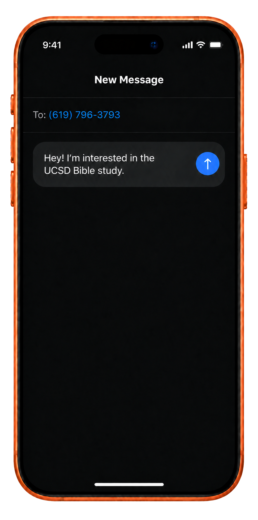 iPhone showing a text expressing interest in a Bible study